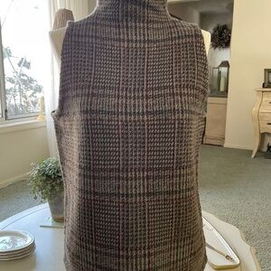 Ralph Lauren Sleeveless top, shades of green and burgundy plaid, size XL